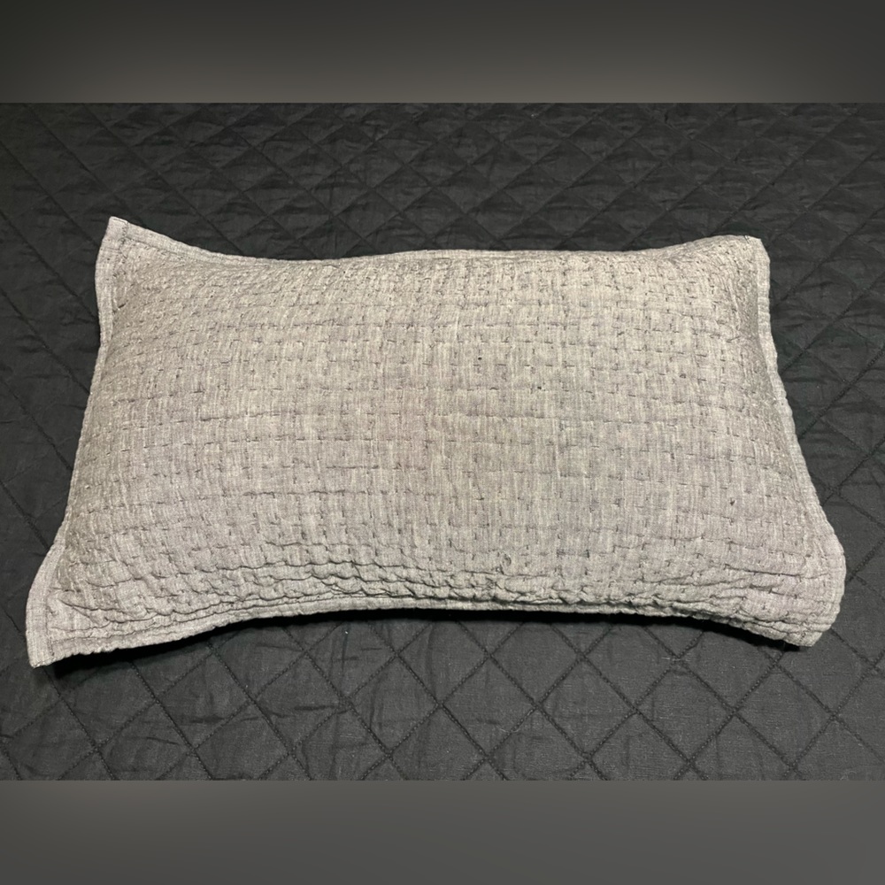 Restoration Hardware Quilted Linen Lumbar Pillow Sham - Graphite